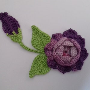 flower with a bud crochet flower flower applique 100% cotton set