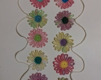 Daisy garland Flower bunting Crochet daisy garland Flower garland
