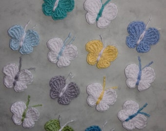 14 pcs crocheted butterfly butterfly applique crocheted butterfly embellishments butterfly motif Set of 14