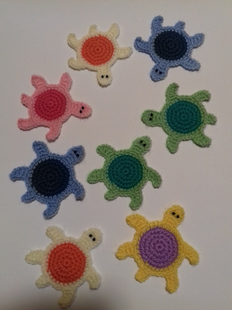 turtles crocheted turtles turtle appliques turtle motif Set of 246810 turtles