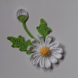 daisy with a bud crochet flower flower applique 100% cotton set