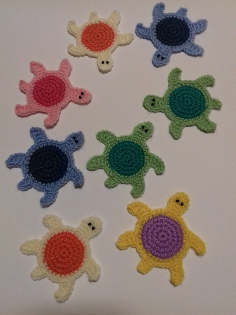 turtles crocheted turtles turtle appliques turtle motif Set of 246810 turtles