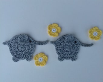 2pcs crochet elephant appliques animal motif crocheted elephant ornament