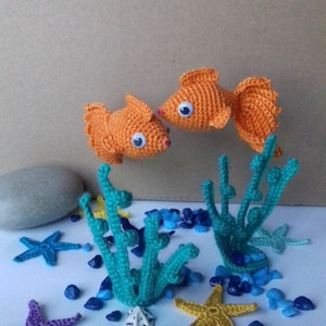 Goldfish Crochet Goldfish Fish Decoración del hogar Decoración navideña Ornamento Relleno para acuario decorativo