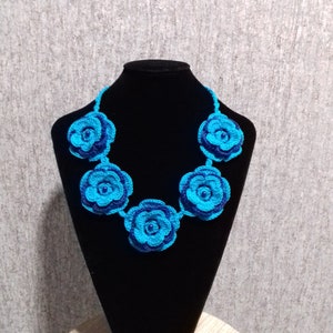 Flower Necklace Black Crochet Rose Necklace,Crochet Neck Accessory 100/% Cotton.