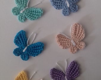 4pcs crocheted butterflies butterfly applique emblem 100% cotton embellishments butterfly motif