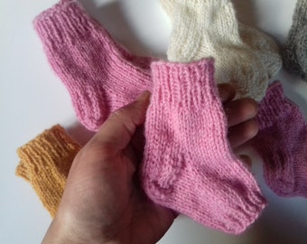 Socken für Frühchen Natur Schafwolle Socken gestrickte Socken