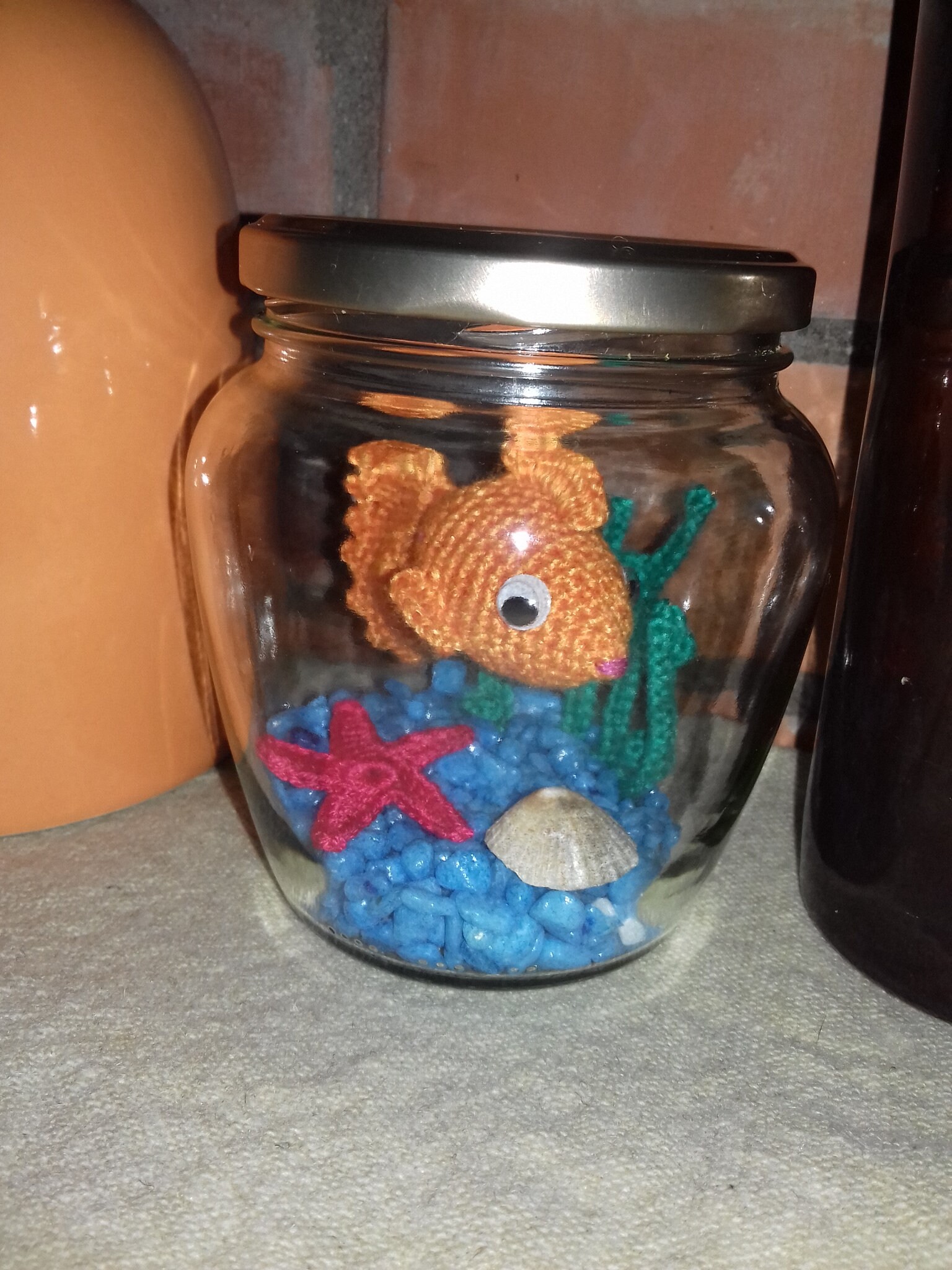 Goldfish in a jar Goldfish Aquarium decor with fish decor for Etsy