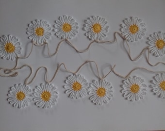 Daisy garland Flower bunting Crochet daisy garland Flower garland