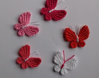 crocheted butterflies butterfly applique emblem 100% cotton embellishments butterfly motif