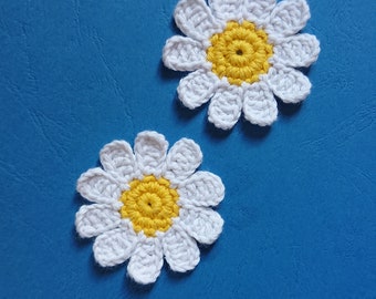 crochet flower set 2/4/6 crocheted applique cotton flowers