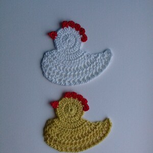 Crochet poule applique oiseau applique poulet motif poulet au crochet poussin jaune poussin blanc décor de Pâques