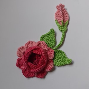 flower with a bud crochet flower flower applique 100% cotton set