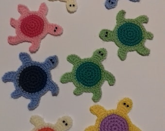 turtles crocheted turtles turtle appliques turtle motif Set of 2/4/6/8/10 turtles