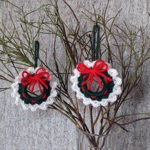 4 pcs hanging ornaments Crocheted mini wreath Hanging winter decorations Christmas tree decoration