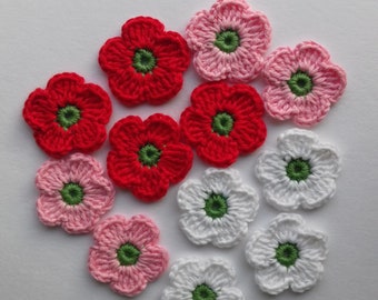 12pcs crochet flowers crochet flower appliques scrapbooking crochet applique embellishments crochet flower set