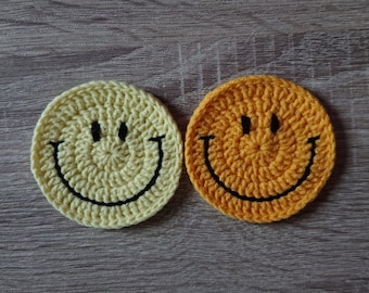 crochet smiley face handmade smiley applique yellow applique crochet applique