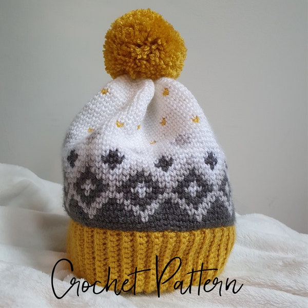 Crochet Pattern Fair Isle Crochet Hat, Crochet Pattern PDF, Crochet Pattern Hat, Crochet Hat