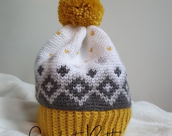Crochet Pattern Fair Isle Crocheted Hat, PFD pattern