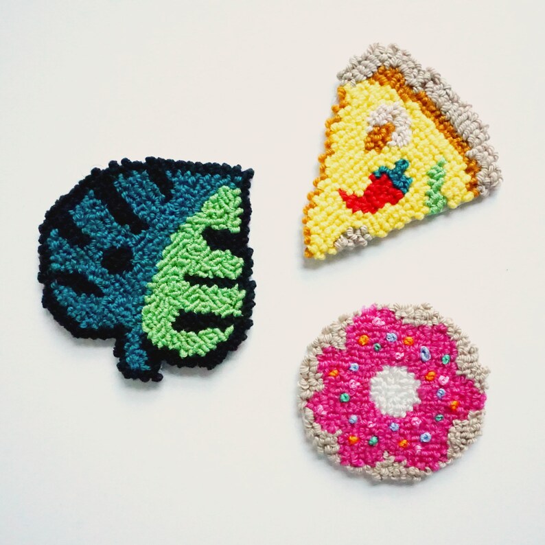 Ironon punch needle patches handmade with recycled yarns Etsy