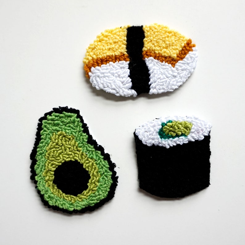 Ironon punch needle patches handmade with recycled yarns Etsy