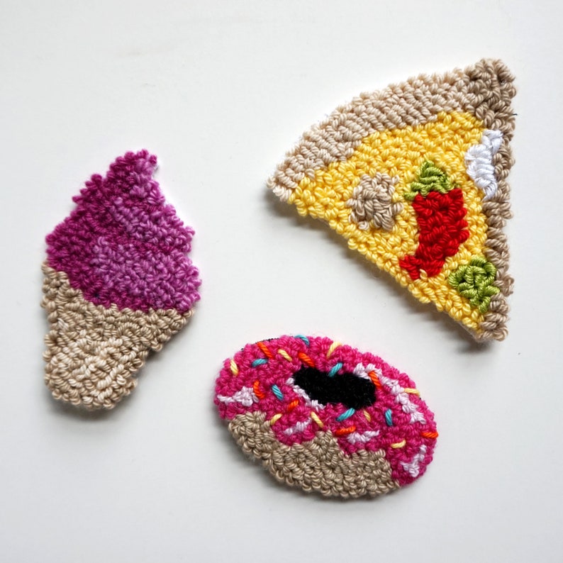 Ironon punch needle patches handmade with recycled yarns Etsy