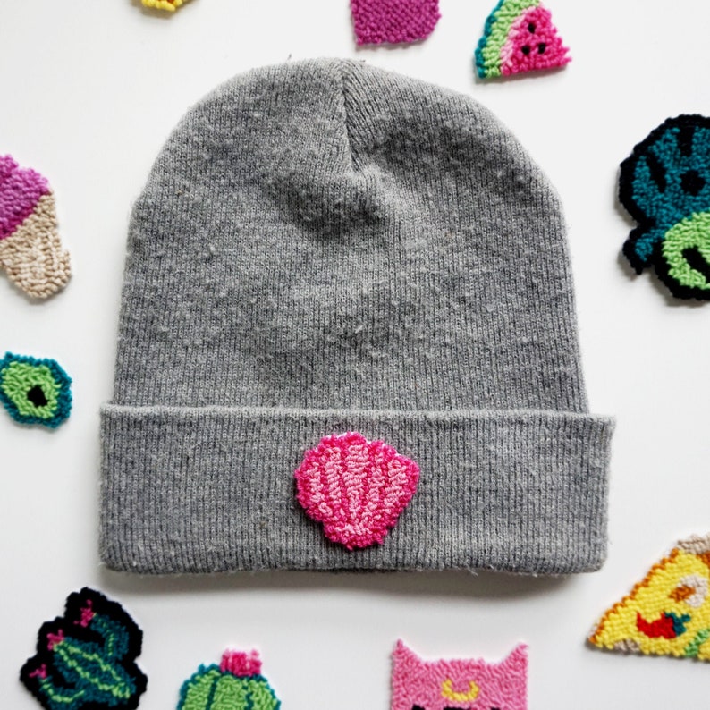 Ironon punch needle patches handmade with recycled yarns Etsy