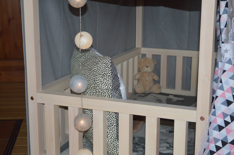 Montessori Wooden Toddler Child Bed Playhouse With Cotton Etsy