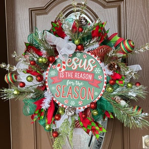 Jesus is the reason for the season, christian Christmas wreath, Christmas wreath, unique gift idea, gift, religious, Jesus decor
