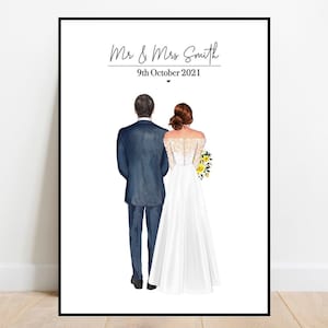 Personalised Wedding print, Bride and groom, Mr and Mrs, Wedding gift, Personalised print. Newly weds, Wedding poster, Husband and Wife