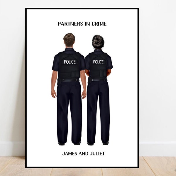 Custom Police NYPD print, Personalised police print, Police partners gift, Birthday gift, Police passing out, couples police print