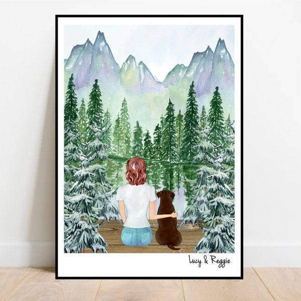 Personalised pet and owner print, Pet print, Customised pet gift, Mothers day print, Dog mum, Cat mom, In memory print.