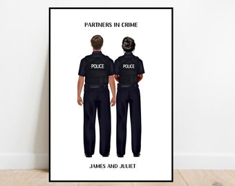 Custom Police NYPD print, Personalised police print, Police partners gift, Birthday gift, Police passing out, couples police print