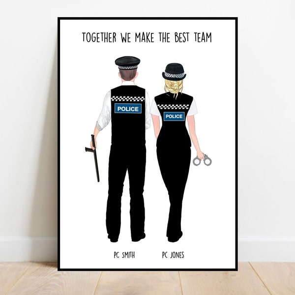 Custom Police print, Personalised police print, police gift, Hero print, Police colleague print, birthday print, Couples police print