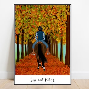 Personalised horse print, Horse and owner print, Gift for horse lover, Horse print, birthday gift, Pet print