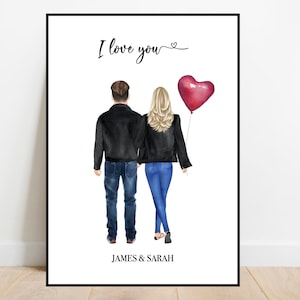 Personalised couples print, Couples custom print, Couples valentines print, Anniversary print.