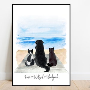 Personalised dog print, Pets print, Personalised cat print, birthday gift, wedding gift, anniversary, Family print