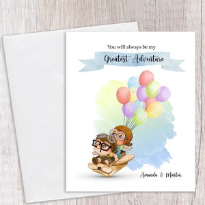 Up Tarjeta personalizada, Tarjeta de aniversario, Tarjeta de cumpleaños, casa nueva, Tarjeta de boda, Día de San Valentín, Esposo, Esposa, Novia, Novio