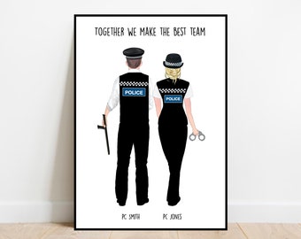 Custom Police print, Personalised police print, police gift, Hero print, Police colleague print, birthday print, Couples police print