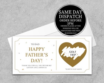 Father's Day Scratch to Reveal Ticket, Father's Day Voucher, Gift For Dad, Best Dad, Grandad, Step Dad, Father's Day Gift