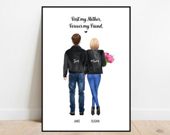 Mother and Son print, Gift for Mom, Mum Birthday gift, Best Mum, Print for son, Mothers day, Mother and son portrait