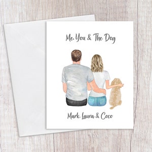 Carte personnalisée pour couple et animal de compagnie, carte personnalisée pour couple, carte d'anniversaire, carte de famille chien, carte de mariage