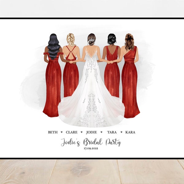 Personalised bridal print, Bride squad poster, Bride tribe print, Bridesmaid print, Bridesmaid gift, Gift for the bride, Wedding gift. z5