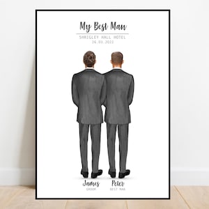 Personalised Best Man Print, Custom Best Man poster, Gift for Groom, Gift for Best Man, Wedding Print, Will you be my Best Man Print