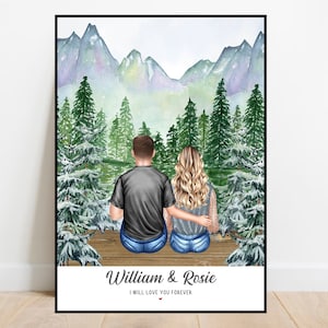 Personalised couples print, Couples custom print, Anniversary print, Wedding gift, Engagement, Pets print, Valentines print