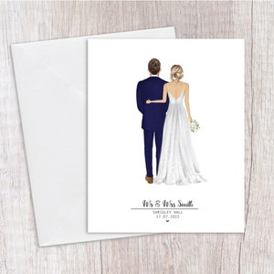 Personalised Wedding Card , Bride and groom, Mr and Mrs, Wedding gift, Wedding card with pets, Wedding card, Newly weds