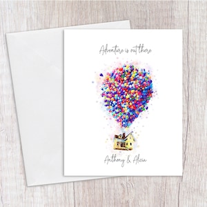 Biglietto personalizzato Up, biglietto di anniversario, biglietto di compleanno, nuova casa, biglietto di matrimonio, San Valentino, palloncini