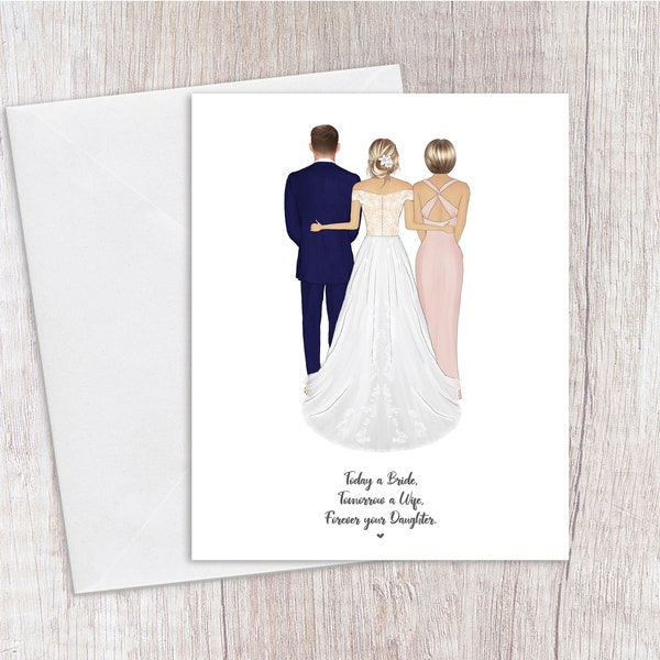 Personalisierte Karte für die Eltern der Braut, Hochzeitskarte, Eltern der Braut, Brautfamilie, Benutzerdefinierte Hochzeitskarte, gerade verheiratet
