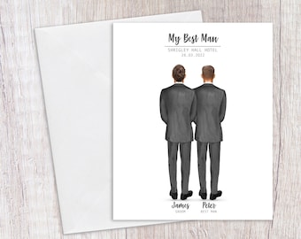 Personalised Best ManCard , Bride and groom, Mr and Mrs Card, Wedding gift, Wedding card with pets, Wedding card, Newly weds, Just Married