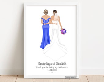 Personalised Bridesmaid print, Bride tribe, Bridesmaid gift, Team bride, Hen party, Wedding print, Gift for bride, Best friends